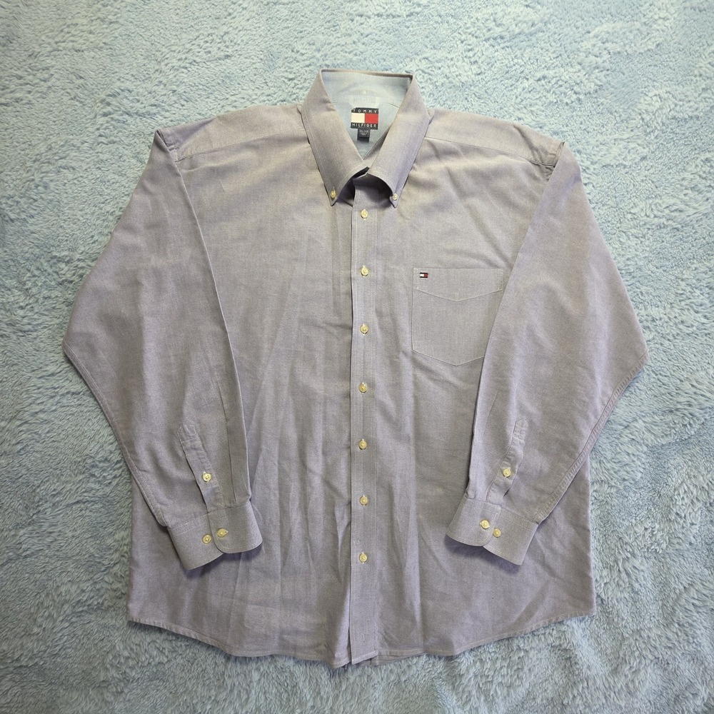 Vintage Y2k Tommy Hilfiger Mens XXL Button Down Long Sleeve Cotton Classic - Picture 2 of 14
